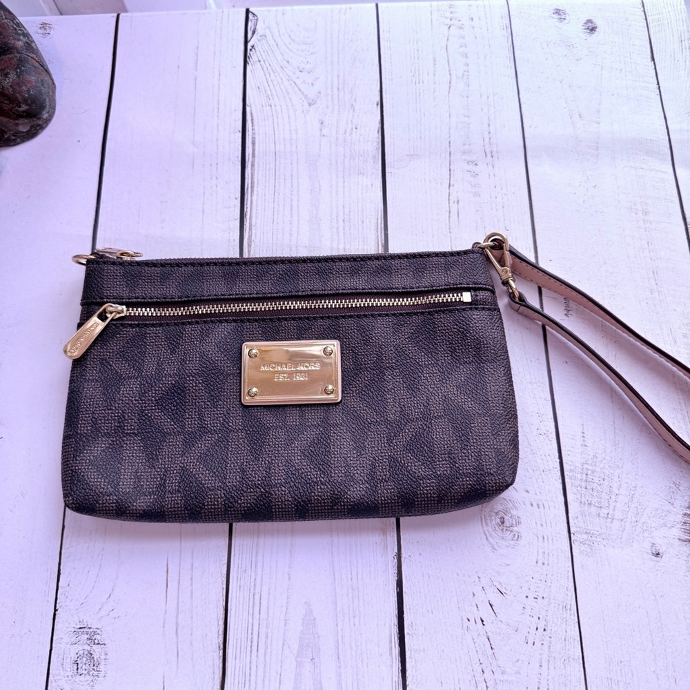 Michael Kors | Black and Brown Monogram Wristlet - Picture 3 of 10